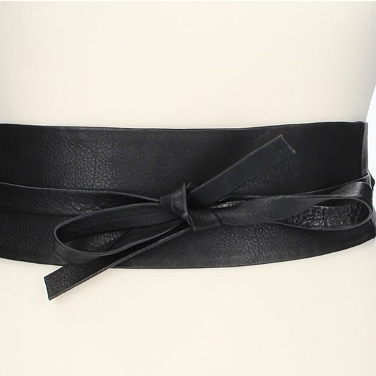 Taillen-| Bandgürtel 70mm Schwarz zum binden - leder-accessoires.com