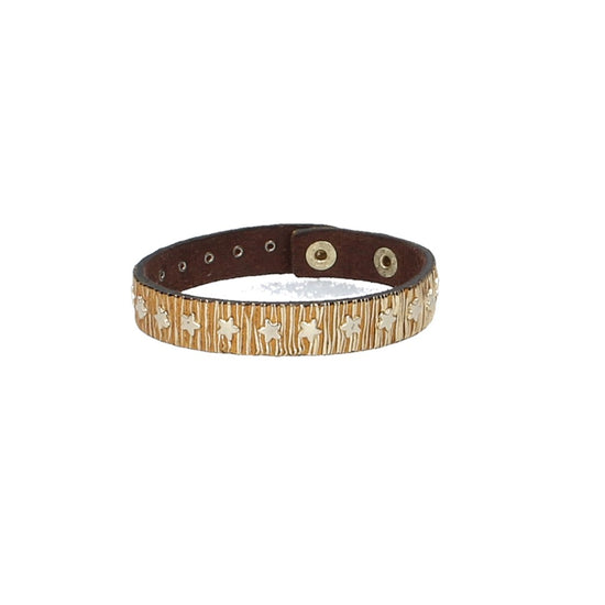 Armband mit Sternen in Gold aus Leder - leder-accessoires.com