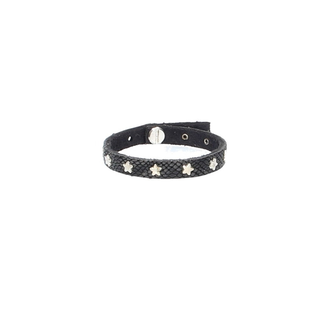 Armband in Echsenoptik  Schwarz mit Sternennieten aus Leder
