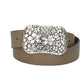 Ledergürtel Sand|Beige 40mm mit Blumenschließe|Koppelschließe