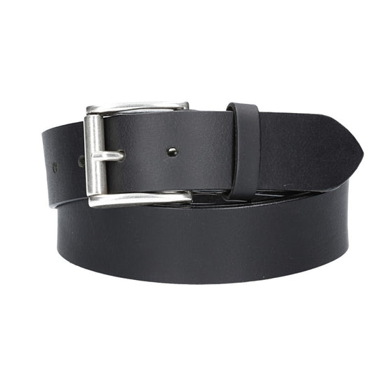 Ledergürtel Überlänge Schwarz 40mm mit glänzender Schließe in Silber - leder-accessoires.com