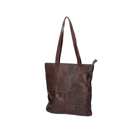 Ledershopper in Braun mit verschiedenen Mustern aus Leder - leder-accessoires.com