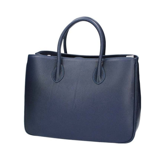 Kurzgrifftasche in Blau|Marine aus Leder