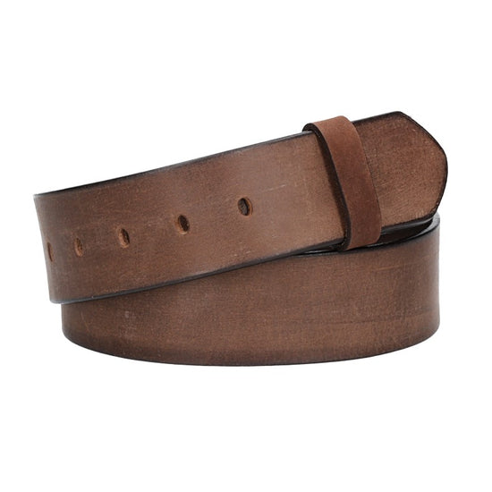 Lederriemen | Gürtelrohling Matt 45mm in Braun mit Schlaufe und Kapplochteil - leder-accessoires.com