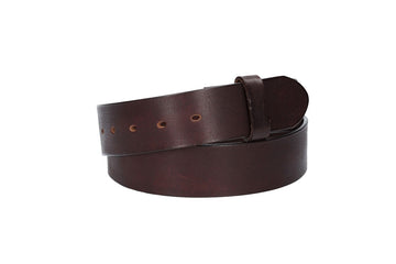Lederriemen | Gürtelrohling Glanz 40mm in Rot|Bordeaux mit Schlaufe und Kapplochteil