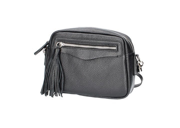 Umhängetasche in Schwarz aus Leder