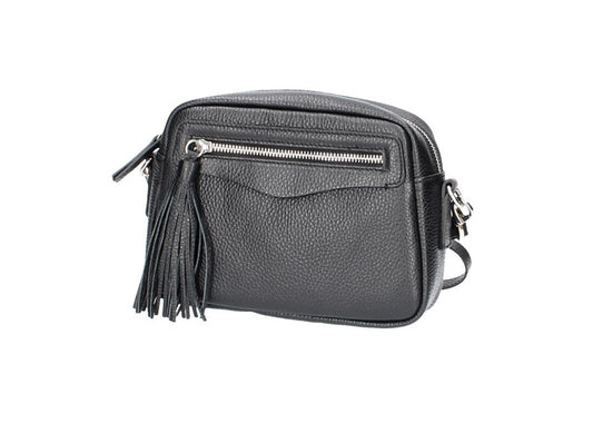 Umhängetasche in Schwarz aus Leder - leder-accessoires.com