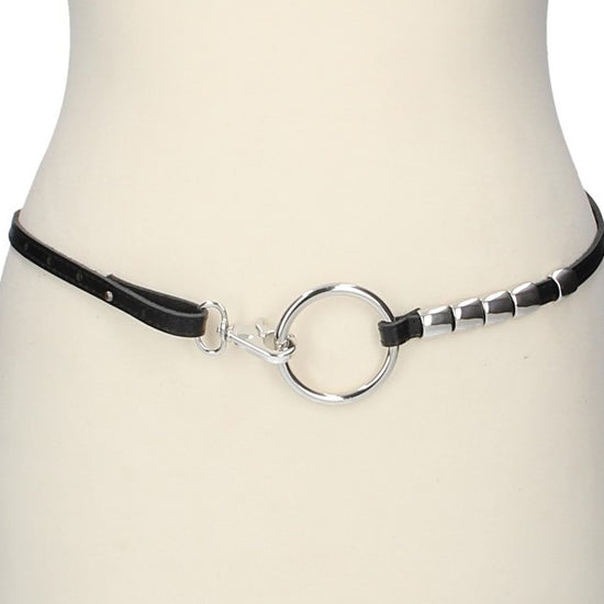 Taillengürtel in Schwarz 1cm mit Karabiner - leder-accessoires.com