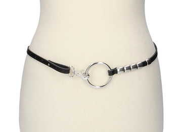 Taillengürtel in Schwarz 1cm mit Karabiner - leder-accessoires.com