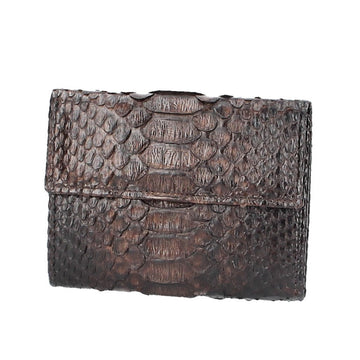 Damenbörse mit Überschlag in Braun aus echtem Schlangenleder - leder-accessoires.com