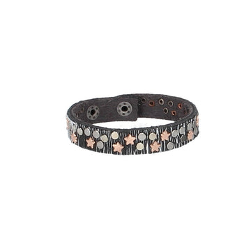 Armband Silber|Metallic mit Nieten aus Leder