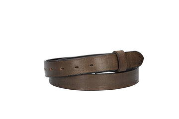 Lederriemen | Gürtelrohling Glanz 30mm in Grau mit Schlaufe und Kapplochteil - leder-accessoires.com