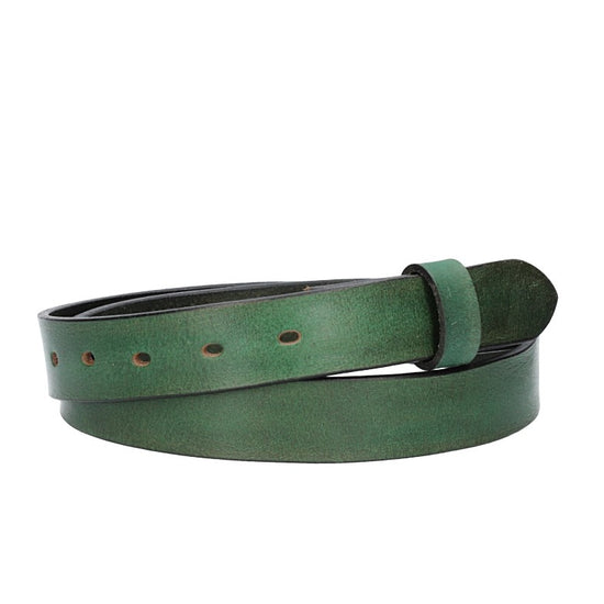 Lederriemen | Gürtelrohling Glanz 30mm in Grün mit Schlaufe und Kapplochteil - leder-accessoires.com