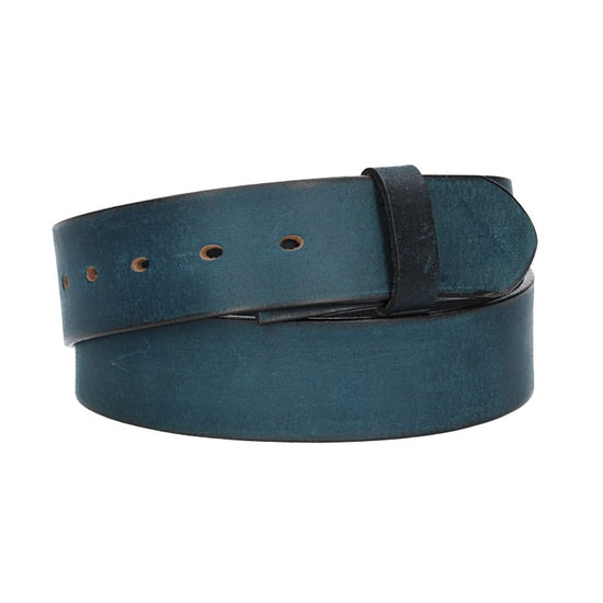 Lederriemen | Gürtelrohling Matt 40mm in Blau|Marine mit Schlaufe und Kapplochteil - leder-accessoires.com