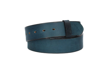 Lederriemen | Gürtelrohling Matt 40mm in Blau|Marine mit Schlaufe und Kapplochteil - leder-accessoires.com