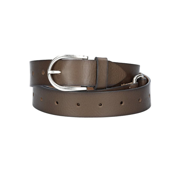 Ledergürtel Überlänge Taupe|Braun 35mm mit Schließe in Silber - leder-accessoires.com