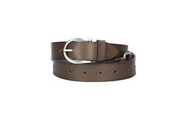 Ledergürtel Überlänge Taupe|Braun 35mm mit Schließe in Silber