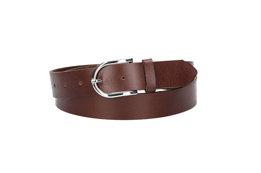 Ledergürtel 30mm in Braun mit Dornschließe in Silber - leder-accessoires.com