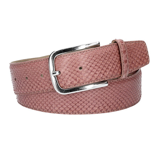 Schlangenledergürtel 40mm Rosé mit Schließe in Silber - leder-accessoires.com