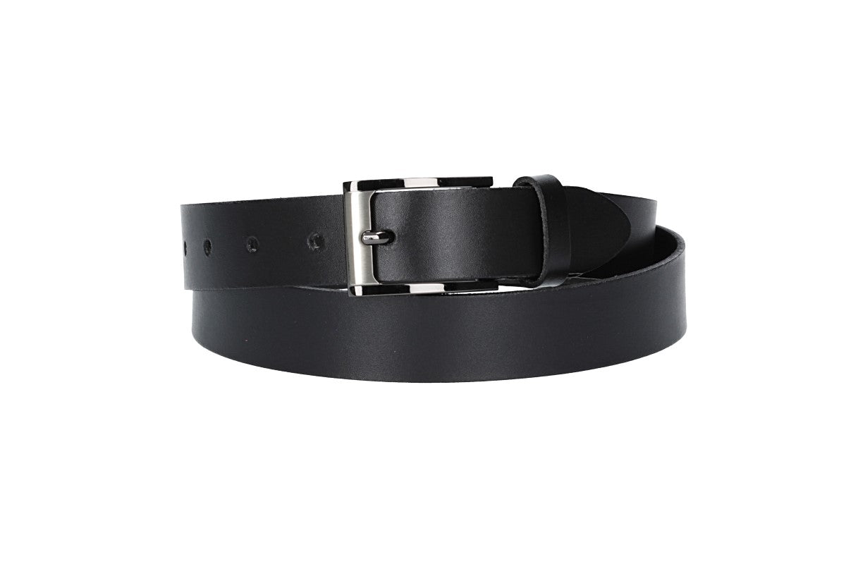 Herren-|Anzugsgürtel 30mm in Schwarz mit Dornschließe in Silber