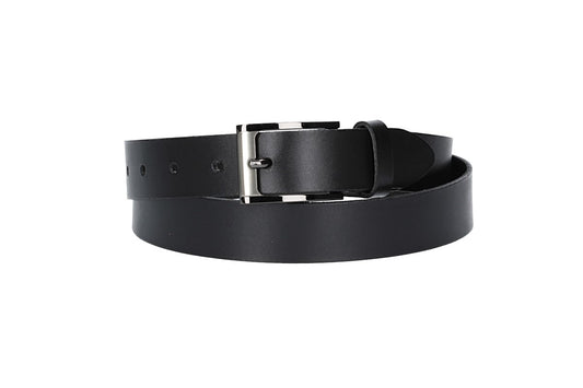 Herren-|Anzugsgürtel 30mm in Schwarz mit Dornschließe in Silber - leder-accessoires.com
