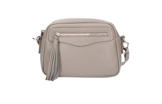 Umhängetasche in Taupe|Beige aus Leder - leder-accessoires.com