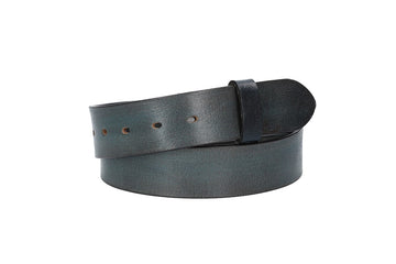 Lederriemen | Gürtelrohling Glanz 40mm in Blau|Marine mit Schlaufe und Kapplochteil - leder-accessoires.com