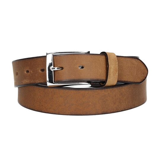 Ledergürtel Light Brown 35mm mit Dornschließe in Silber - leder-accessoires.com