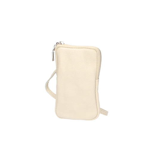 Handytasche aus Leder in Beige mit Umhängeriemen