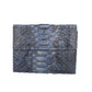 Damenbörse mit Überschlag in Blau aus echtem Schlangenleder