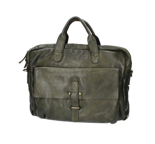 Businesstasche|Messanger Bag in Grün|Oliv mit Reißverschluss und Vortasche