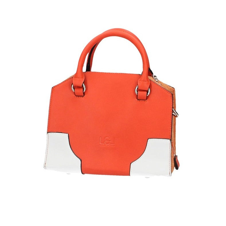 Kurzgrifftasche in Orange|Weiss mit Canvas