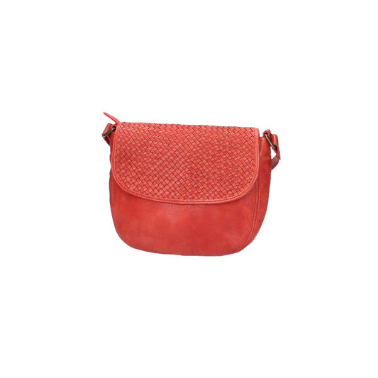 Umhängetasche mit Überschlag in Rot und Flechtmuster - leder-accessoires.com