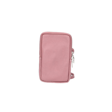 Handytasche aus Leder in Rose mit Umhängeriemen