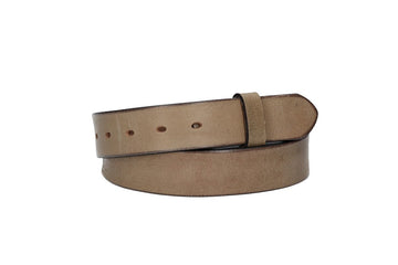Lederriemen | Gürtelrohling Glanz 35mm in Natur| Beige mit Schlaufe und Kapplochteil