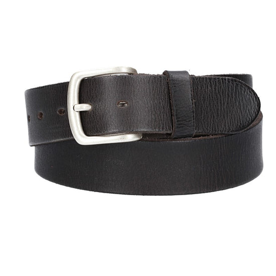 Ledergürtel Schwarz 40mm mit Dornschließe in Silber - leder-accessoires.com