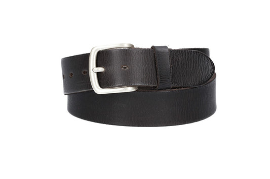Ledergürtel Schwarz 40mm mit Dornschließe in Silber - leder-accessoires.com