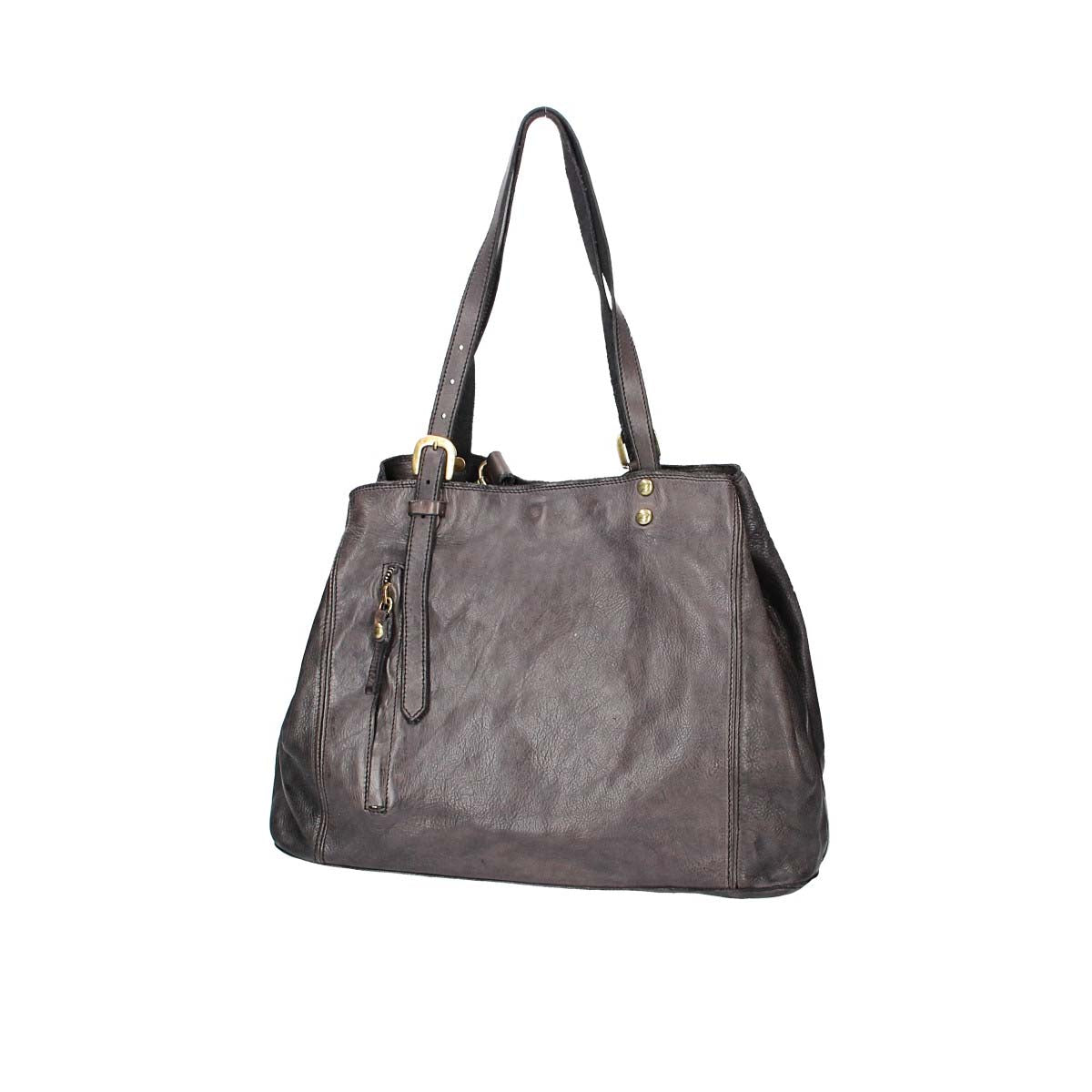 Shopper in Grau aus Leder mit Erweiterung - leder-accessoires.com