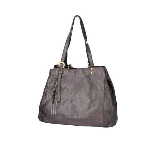 Shopper in Grau aus Leder mit Erweiterung - leder-accessoires.com