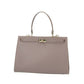Handtasche aus Leder in Taupe mit Schloss in Gold
