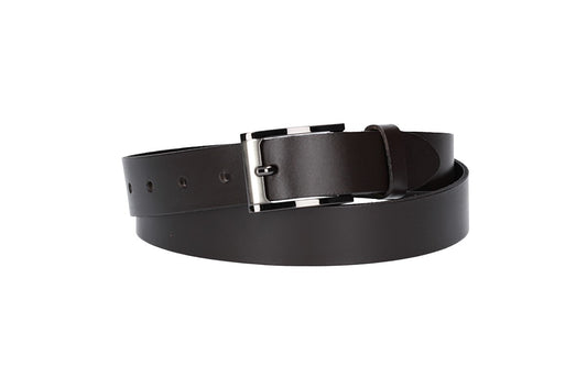 Herren-|Anzugsgürtel 30mm in Mocca|Dunkelbraun mit Dornschließe in Silber - leder-accessoires.com