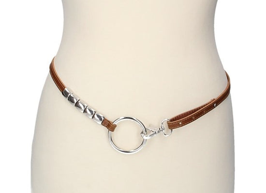 Taillengürtel in Cognac 1cm mit Karabiner - leder-accessoires.com
