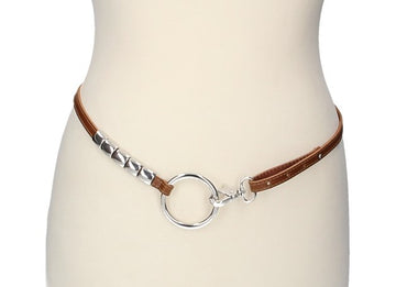 Taillengürtel in Cognac 1cm mit Karabiner - leder-accessoires.com