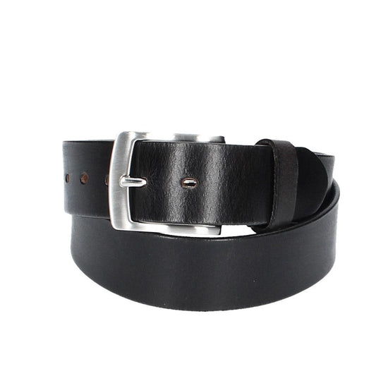 Ledergürtel Schwarz 40mm mit Dornschließe in Silber - leder-accessoires.com