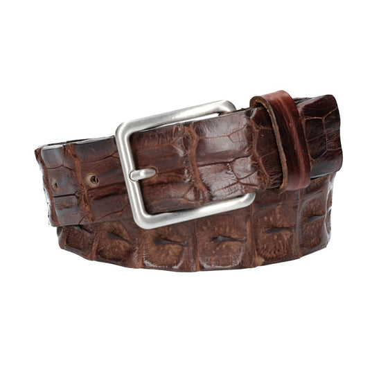Krokoledergürtel 40mm Braun mit Dornschließe Silber - leder-accessoires.com