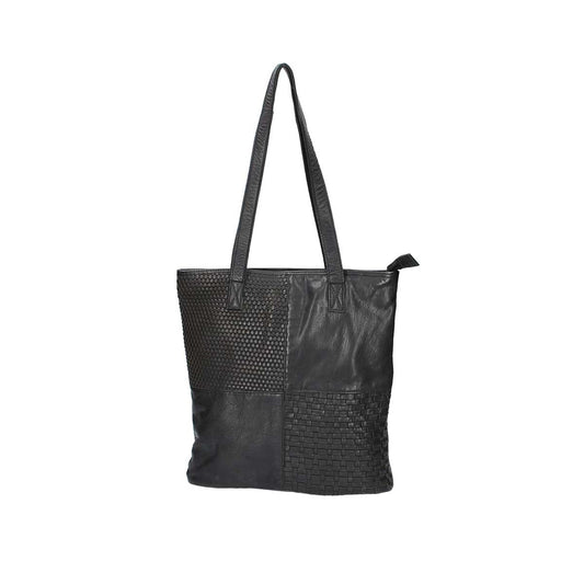 Ledershopper in Schwarz mit verschiedenen Mustern aus Leder - leder-accessoires.com