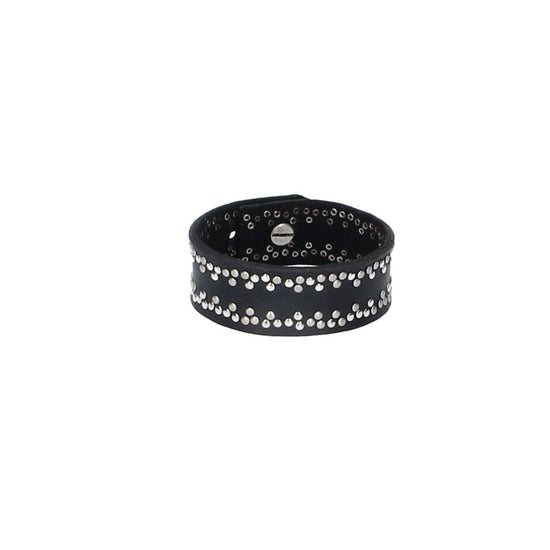 Armband Schwarz mit Rundnieten aus Leder - leder-accessoires.com
