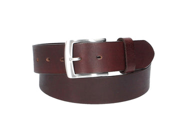 Ledergürtel Rot|Bordeaux 40mm mit Dornschließe in Silber