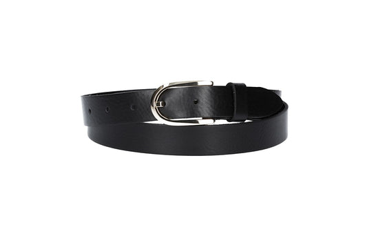 Damengürtel 25mm in Schwarz mit Dornschließe in Lightgold