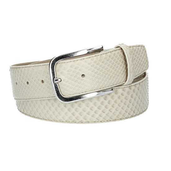 Schlangenledergürtel 40mm Beige mit Schließe in Silber - leder-accessoires.com